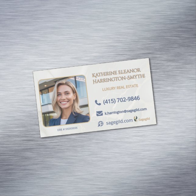 Luxury Realtor Photo Magnet—Call, Email, Visit Magnetic Business Card (In Situ)