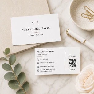 Luxury Realtor QR Code Minimal Business Card