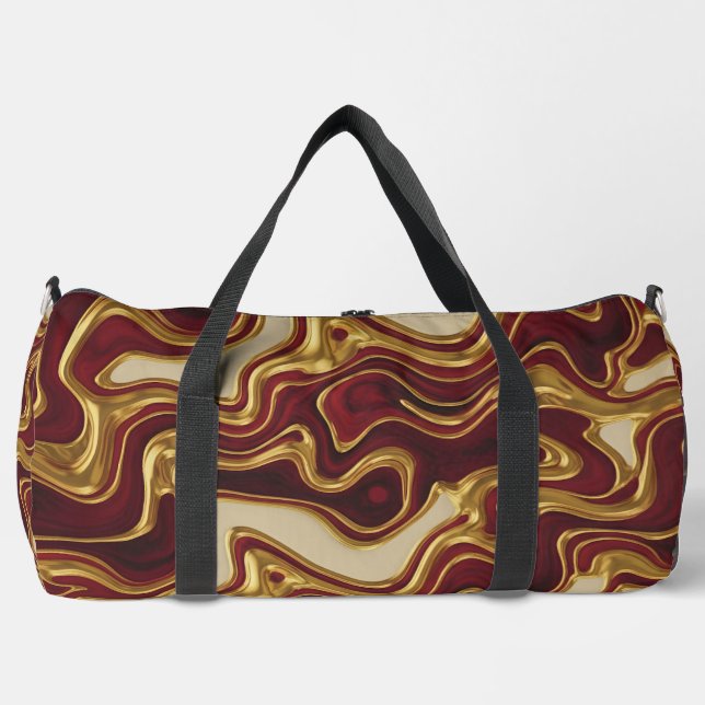 Luxury Red and Gold Baroque Swirl Gym All-Over Pr  Duffle Bag (Front)