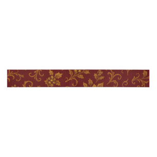 Luxury Red and Gold Botanical Christmas Grosgrain Ribbon