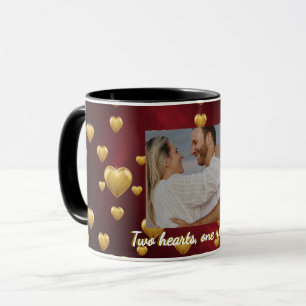Luxury Red and Gold Heart Personalized Photo Coupl Mug
