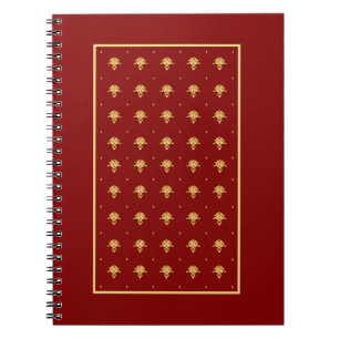 Luxury Red and Gold Vintage Damask Pattern Notebook