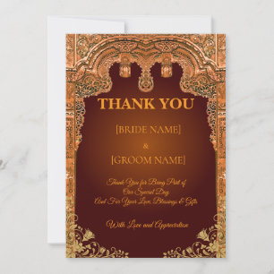 Luxury Red and Gold Wedding Thank You Card