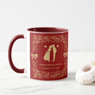 Luxury Red & Antique-Gold Custom Wedding Mug