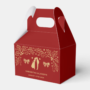 Luxury Red & Antique-Gold Wedding Favour Box