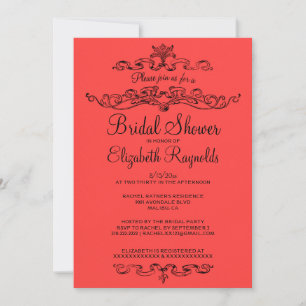 Luxury Red & Black Bridal Shower Invitations
