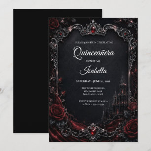 Luxury Red & Black Quinceañera Invitation