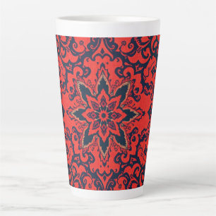 Luxury Red Blue Ornate Persian Medallion Pattern Latte Mug