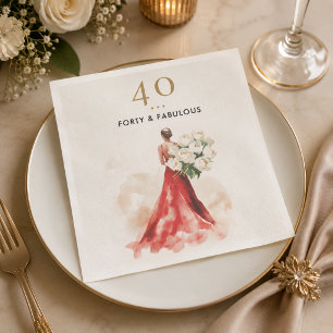 Luxury Red Dress Birthday Napkin