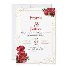 Luxury Red Floral Wedding Invitation