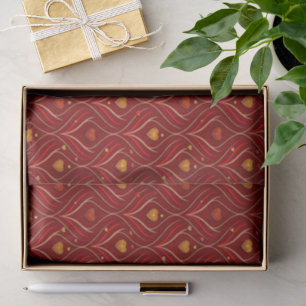 Luxury Red Gold Art Deco Abstract Pattern Tissue Paper