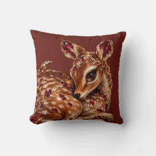 Luxury Red Gold Deer Art Cushion