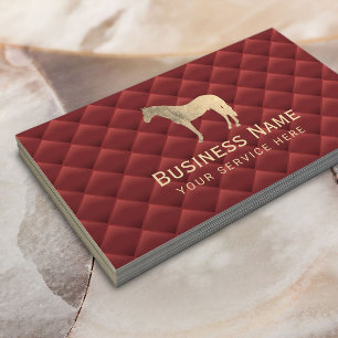 Luxury Red & Gold Horse Horseback Riding Equine Business Card