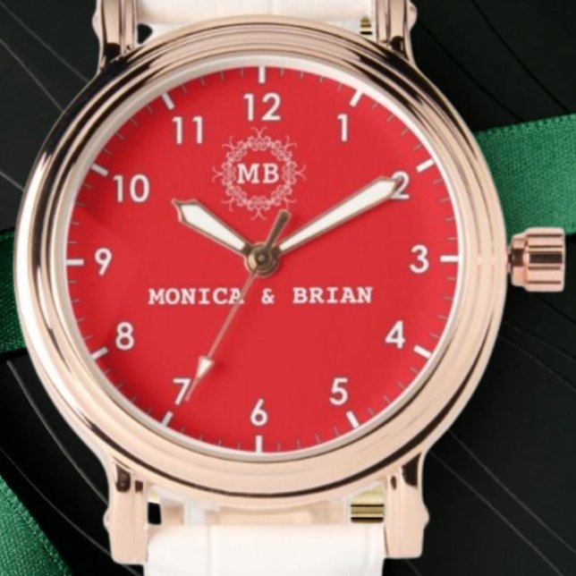 Luxury red Monogram couple names red Watch (Creator Uploaded)