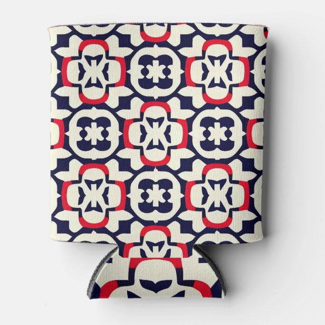 Luxury Red White and Blue Can Cooler (Front)