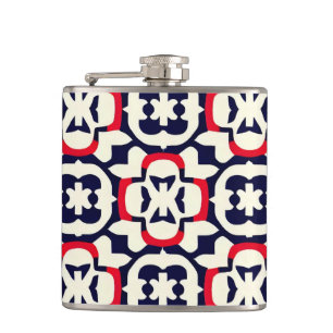 Luxury Red White and Blue Hip Flask