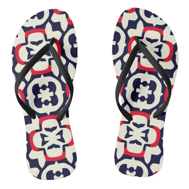 Luxury Red White and Blue Thongs (Footbed)
