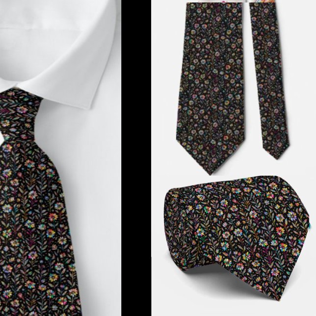 Luxury Retro Rainbow Flowers Tie (Creator Uploaded)