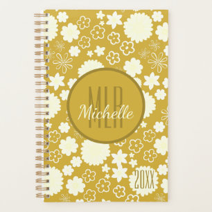 LUXURY RICH GOLD CREAM FLOWER CUSTOM MONOGRAM YEAR PLANNER