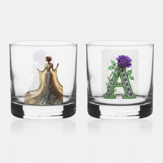 Luxury Rocks Glass Set - Personalised Monogram A (Back)