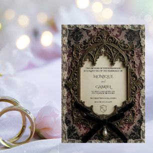 Luxury Rococo Victorian Lace Gothic Wedding Invitation