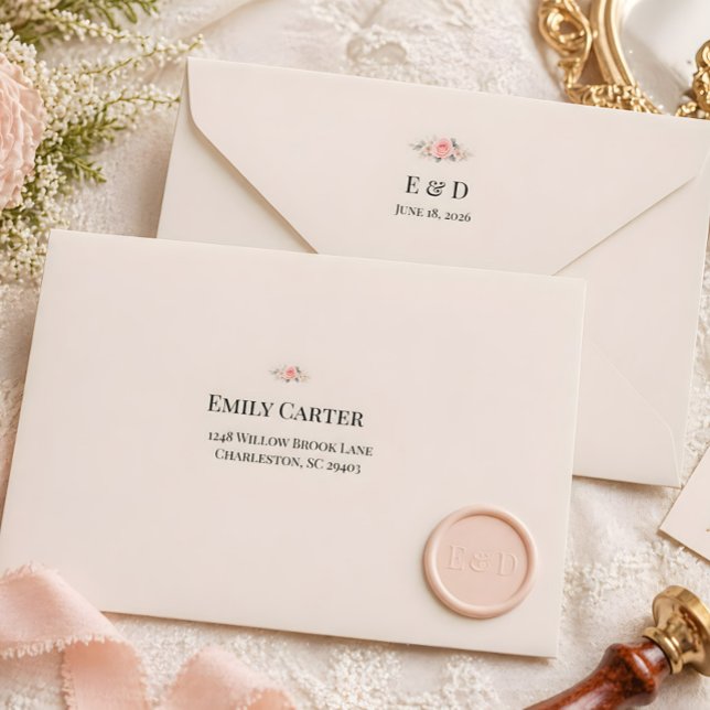 Luxury Rococo Wedding Envelope (Rococo themed envelope for wedding invitations and showcasing our new wax seal sticker with monogram)