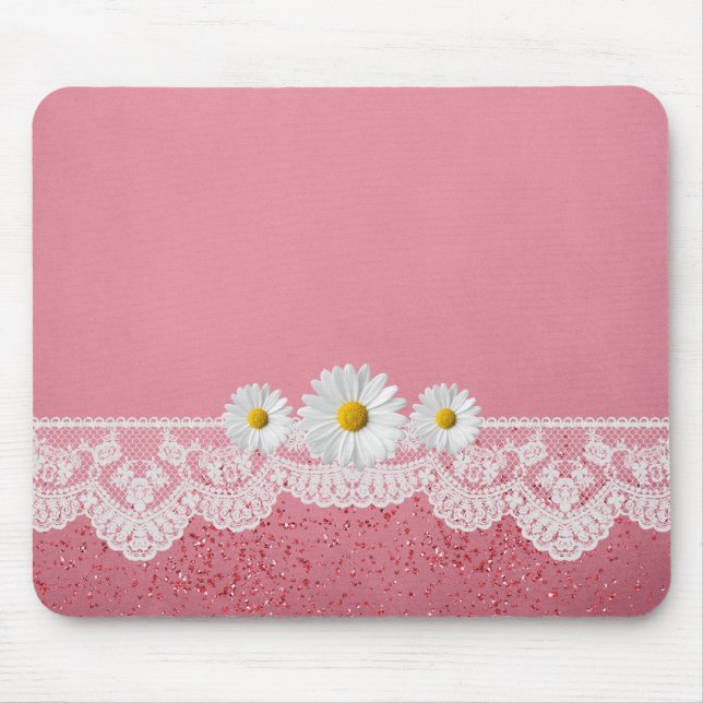 Luxury Romantic Pink Lace Mousepad (Front)