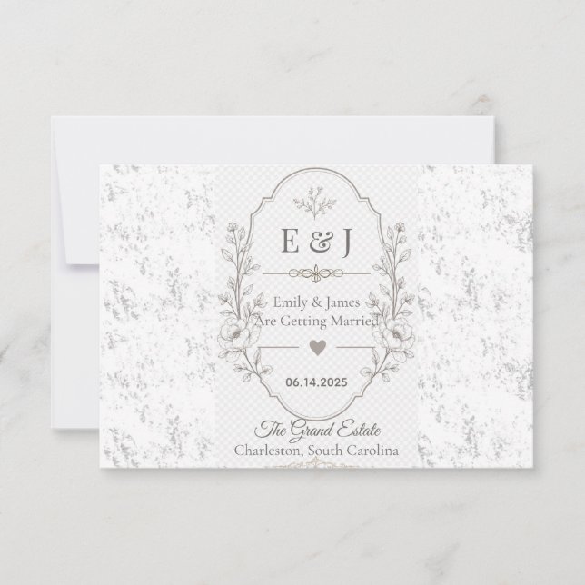 Luxury Romantic Wedding Celebration Design Save The Date (Front)