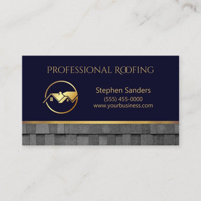 Luxury Roofing Roof Shingles Construction Business Card (Front)