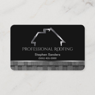 Luxury Roofing Shingles Construction Silver Black Business Card