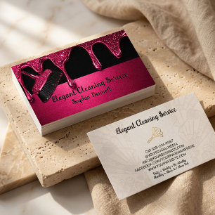 Luxury Rose Cleaning Services Elegant Maid & House Business Card