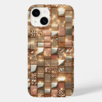 Luxury Rose Gold and Diamond Geometric Mosaic 3D P