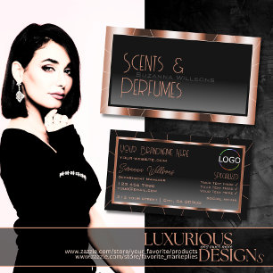 Luxury Rose Gold Black Gradient with Logo Luxe Business Card