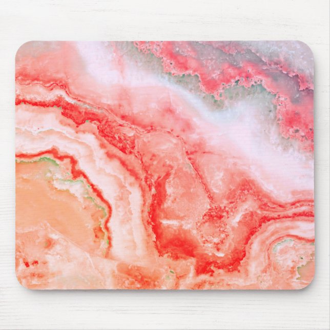 Luxury Rose Gold Blush Mineral Agate Mouse Pad (Front)