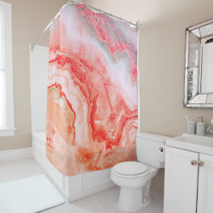 Luxury Rose Gold Blush Mineral Agate Shower Curtain