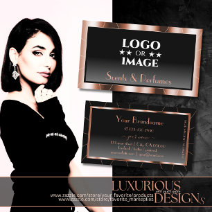 Luxury Rose Gold Chic Black Gradient with Logo Business Card