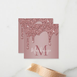 Luxury Rose Gold Dripping Glitter Monogram Card