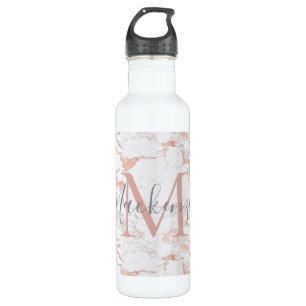 Luxury Rose Gold Foil Marble Monogram 710 Ml Water Bottle