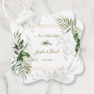 Luxury Rose Gold Geometric Greenery Wedding Favour Tags