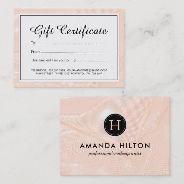 Luxury Rose Gold Gift Certificate (Front/Back)