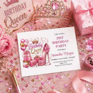 Luxury Rose Gold Glitter Birthday Queen Party Invi Invitation