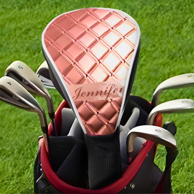Luxury Rose Gold Glitter Custom Add Your Name Golf Head Cover (Creator Uploaded)