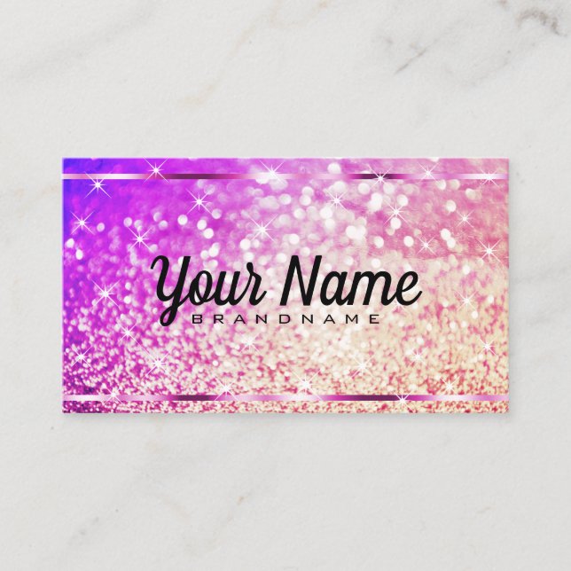 Luxury Rose Gold Glitter Luminous Stars Elegant  Business Card (Front)