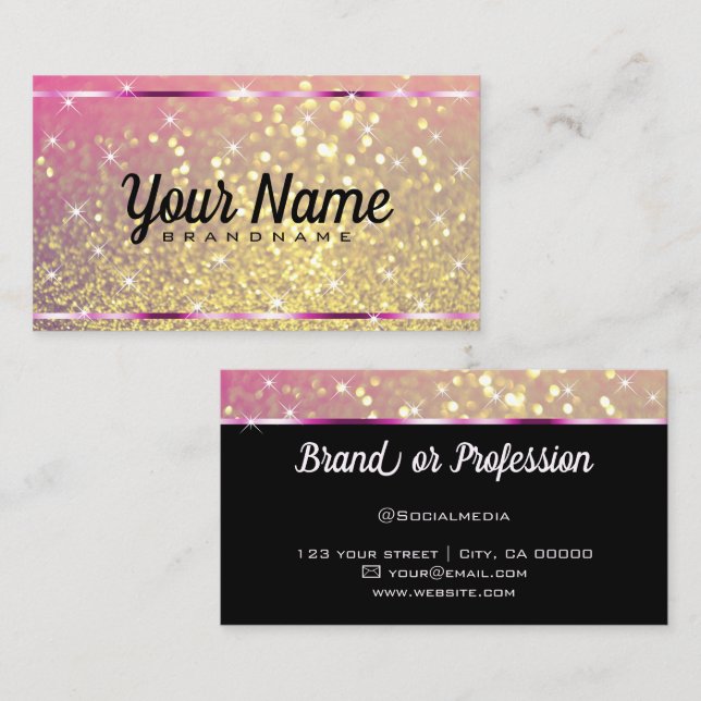 Luxury Rose Gold Glitter Luminous Stars Elegant  Business Card (Front/Back)