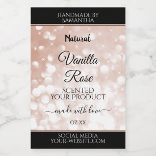 Luxury Rose Gold Glitter Product Packaging Labels