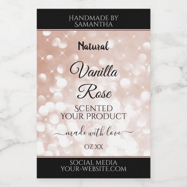 Luxury Rose Gold Glitter Product Packaging Labels (Single Label)