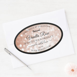 Luxury Rose Gold Glitter Product Packaging Labels