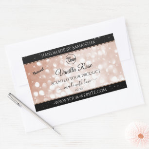 Luxury Rose Gold Glitter Stars Product Labels Logo