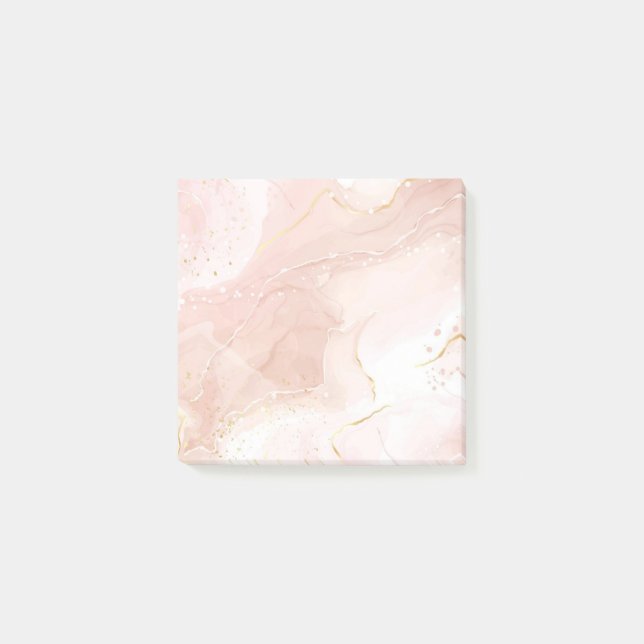 Luxury Rose Gold Ink Art Post-it Notes Block (Front)