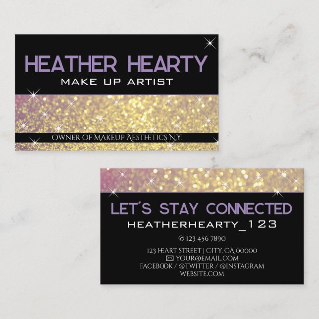 Luxury Rose Gold Lilac Lavender Glitter Glamour  Business Card (Front/Back)